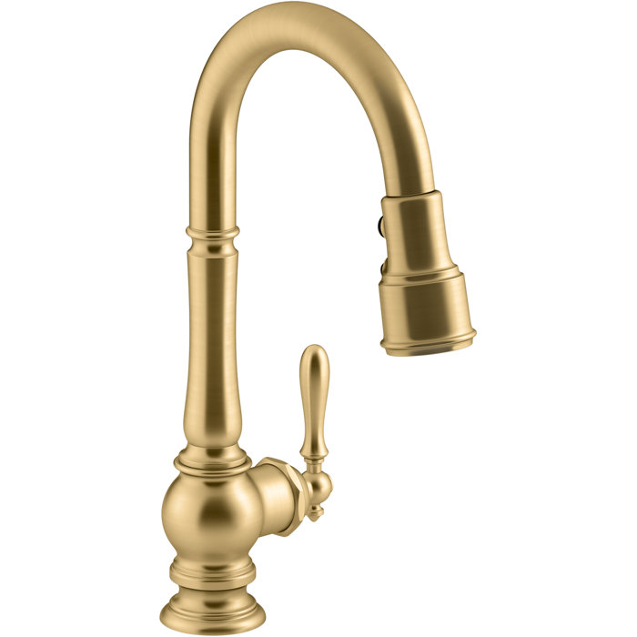 Kohler Artifacts Single-Hole Kitchen Sink Faucet with 16-in Pull-Down ...